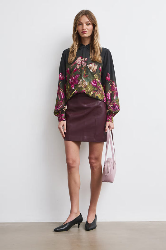 Dames viscose blouse met plantenmotief