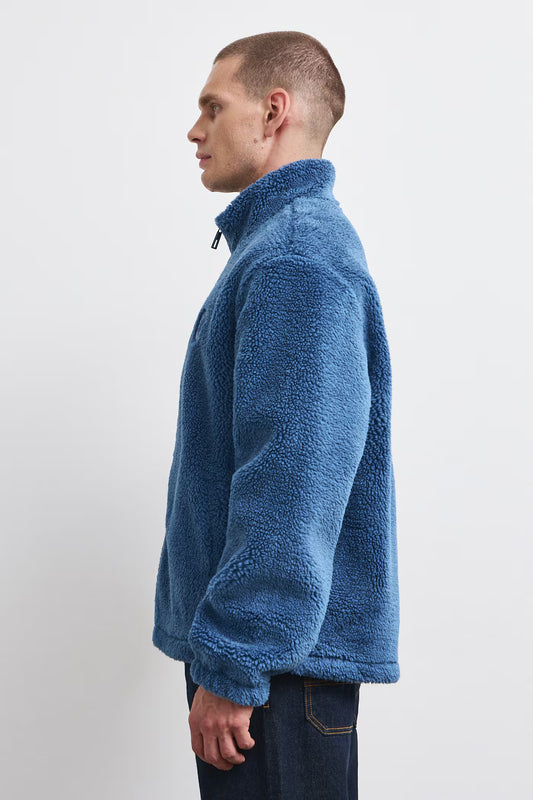 Heren fleece sweater met ritssluiting en borduurwerk
