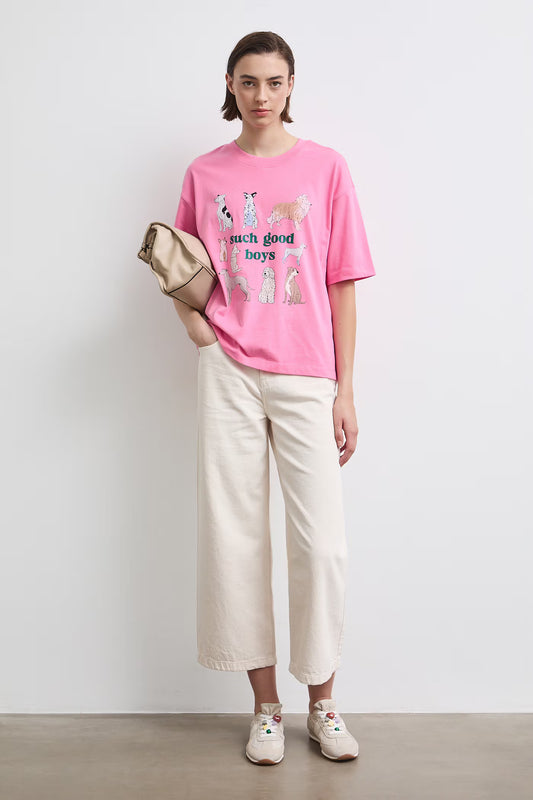 Dames oversized T-shirt met hondenprint