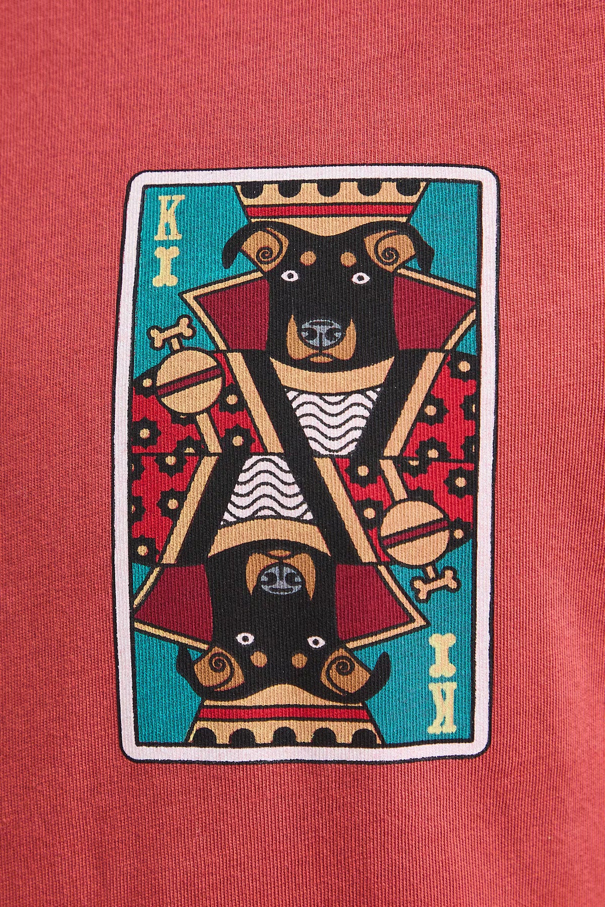 Heren T-shirt met speelkaart hondenprint Adela Madej x Medicine collectie