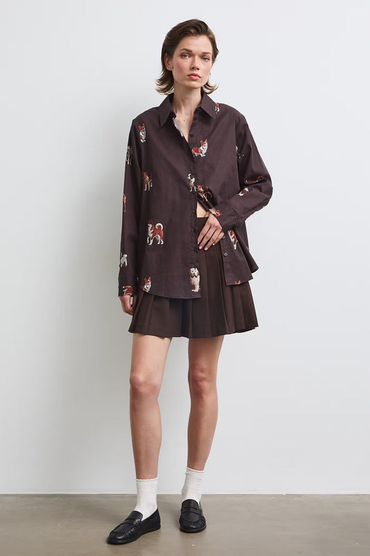 Dames blouse met hondenprint
