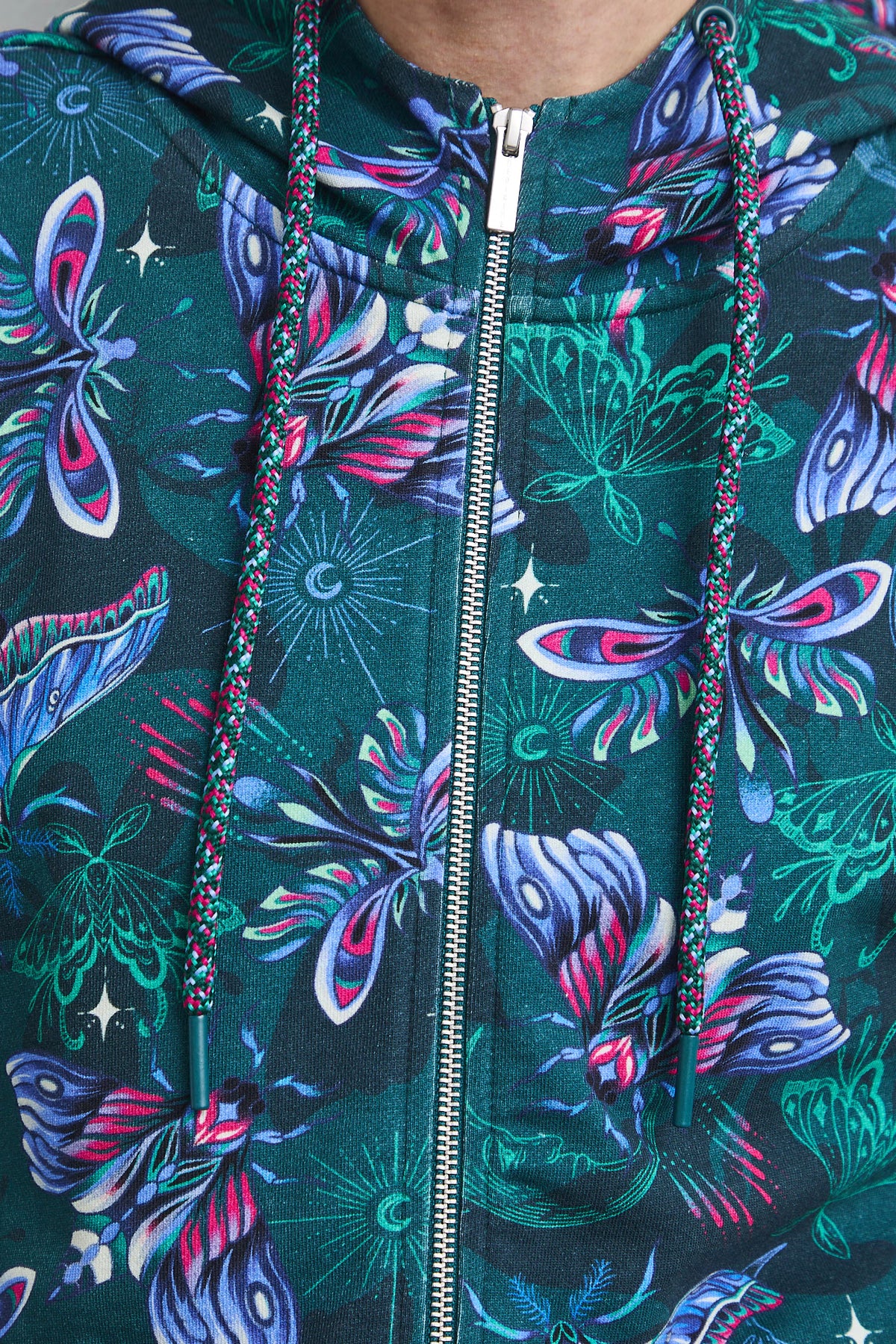 Damesvest met groene vlinderprint