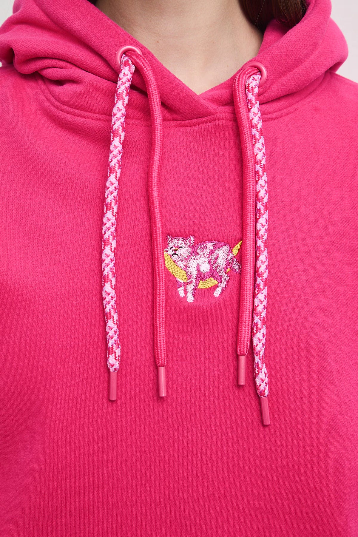 Dameshoodie met kat - roze