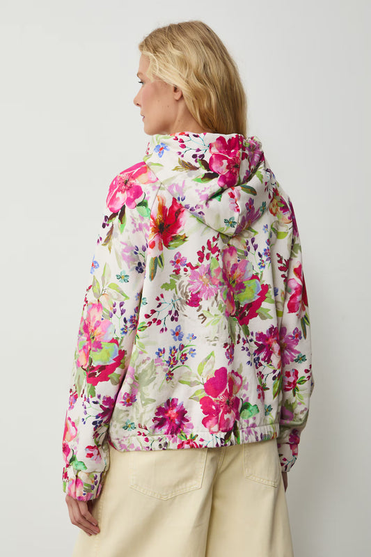 Dames bloemenvest - wit - roze