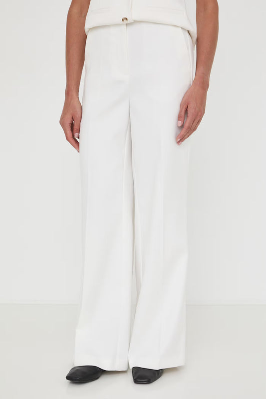 Damespantalon met wijde pijpen en hoge taille – wit
