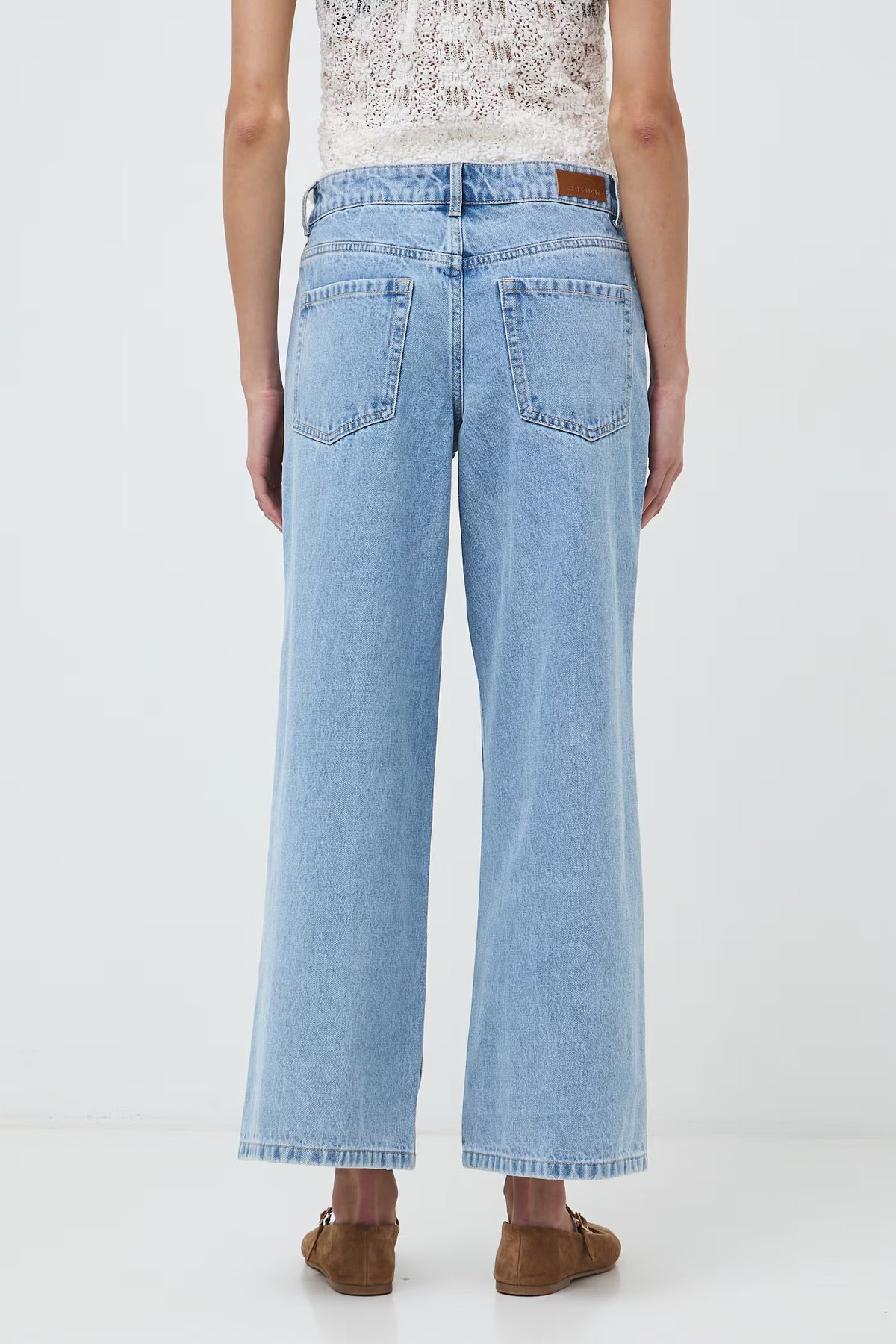 Damesjeans met print wide leg pasvorm
