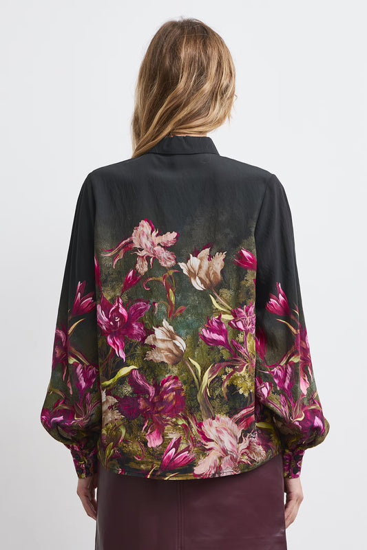 Dames viscose blouse met plantenmotief