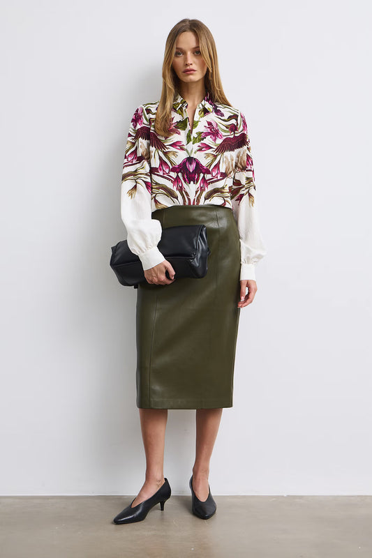 Dames viscose blouse met plantenmotief