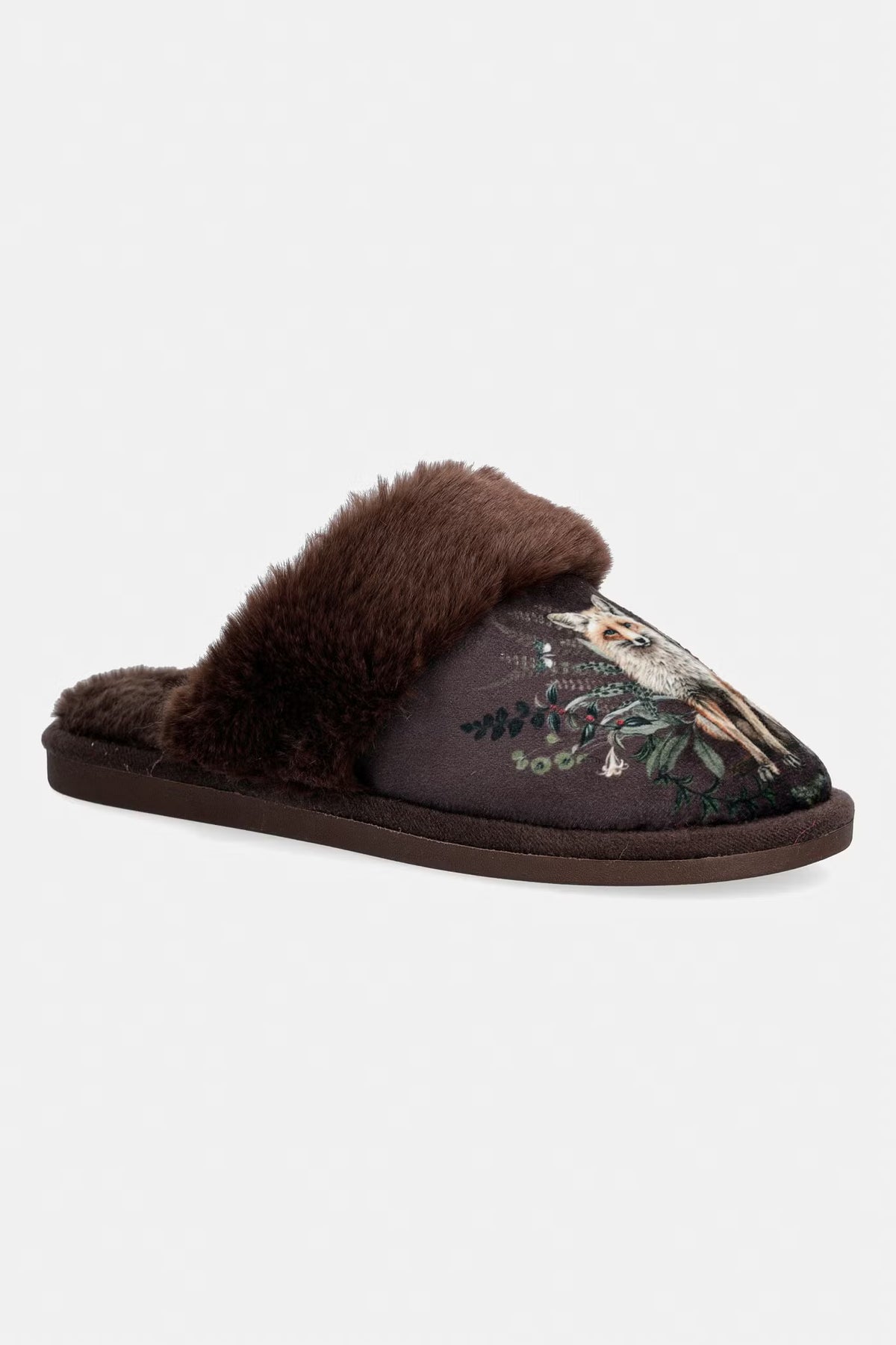 Dames pantoffels met vossenprint