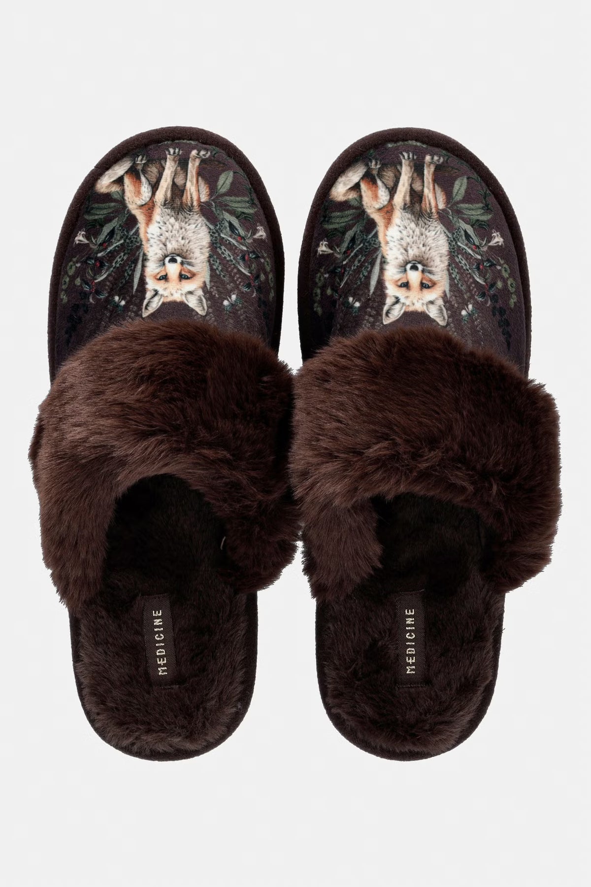 Dames pantoffels met vossenprint