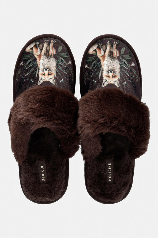 Dames pantoffels met vossenprint