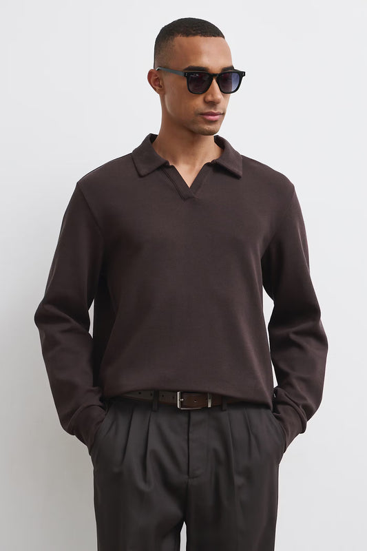 Heren polo met lange mouwen