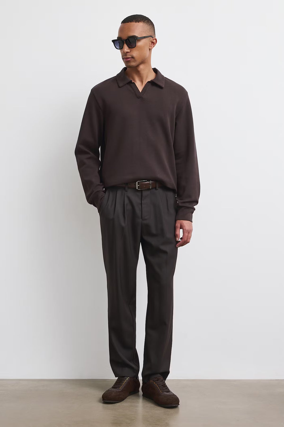 Heren polo met lange mouwen