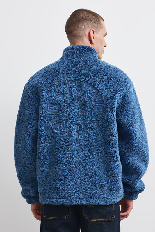 Heren fleece sweater met ritssluiting en borduurwerk