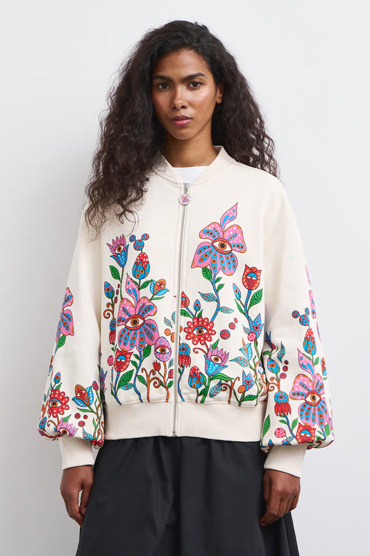 Dames vest met abstracte bloemenprint