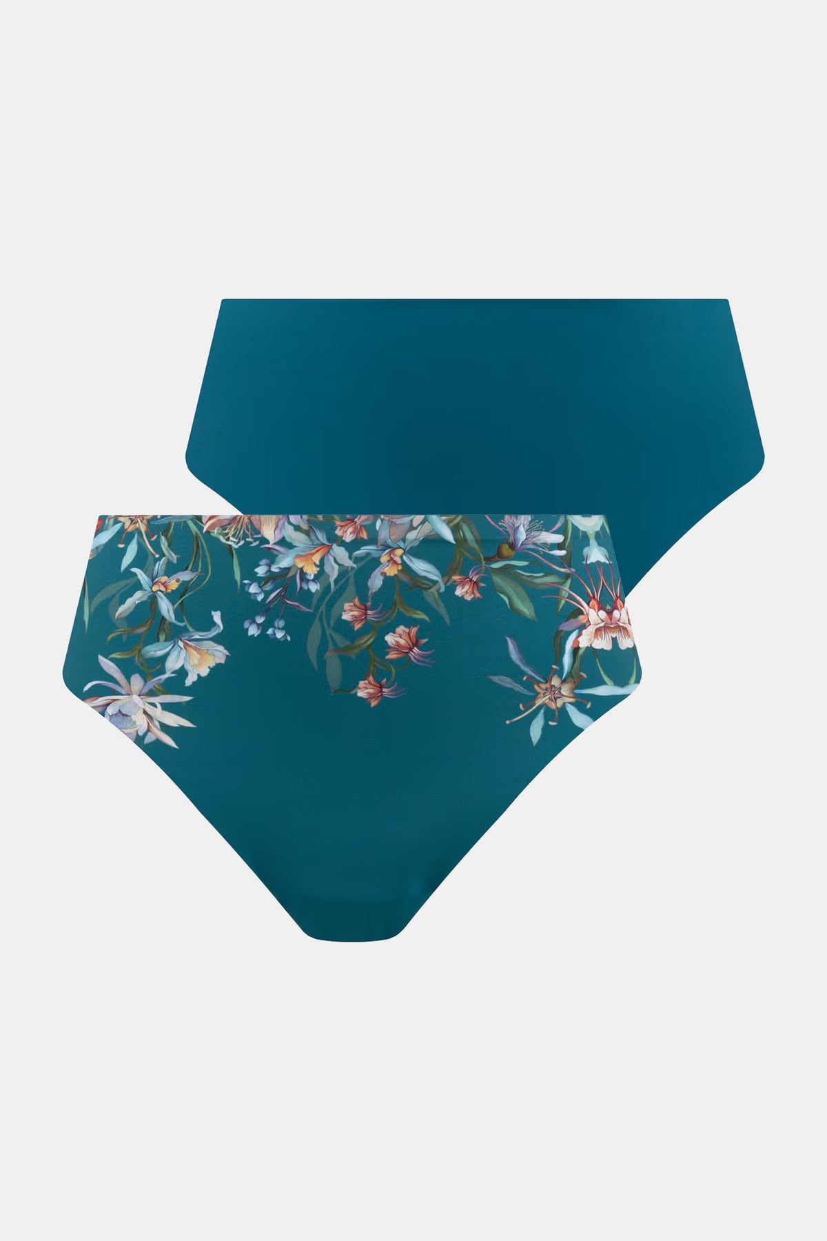 Dames high waist slips 2-pack petrol