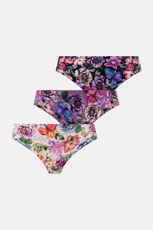 Dames slips 3-pack met bloemenprint