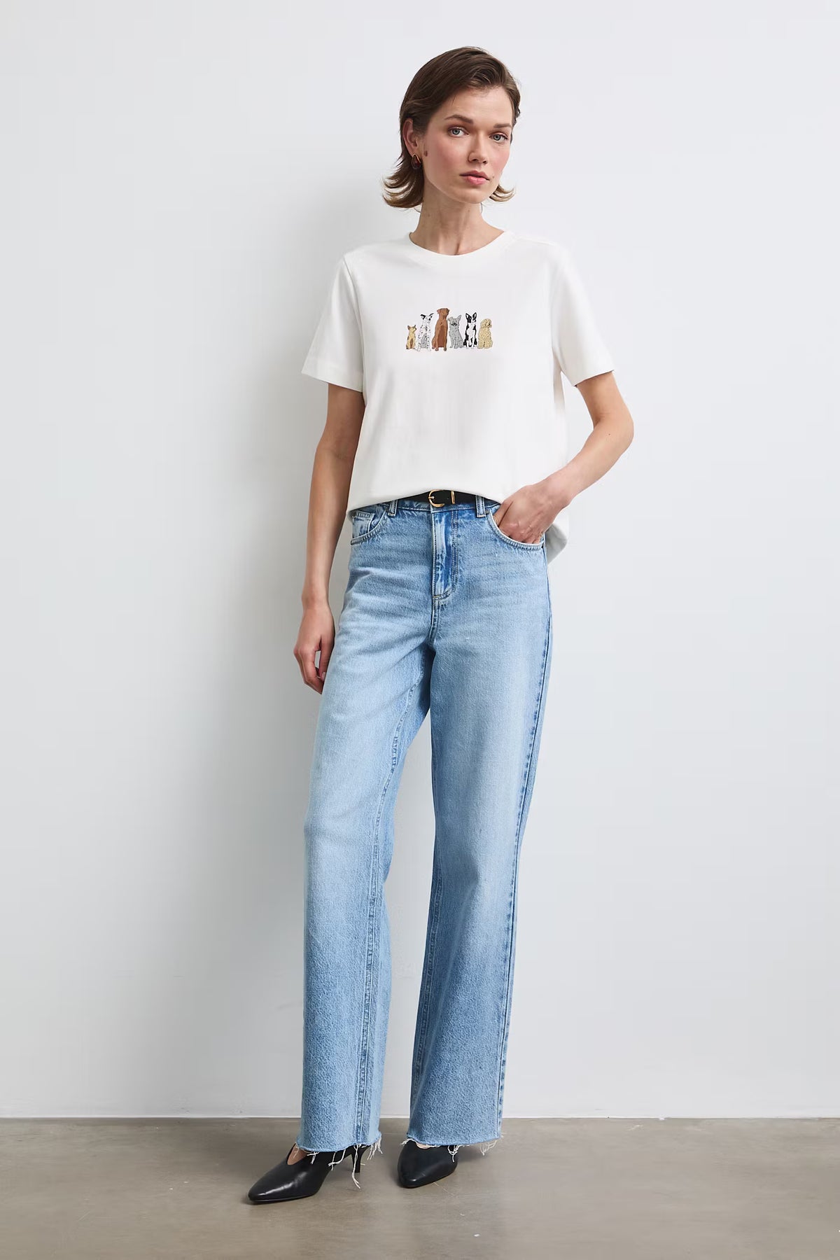 Dames T-shirt met hondenprint