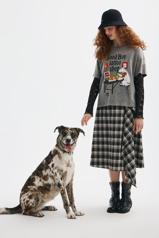Dames oversized T-shirt met hondenprint