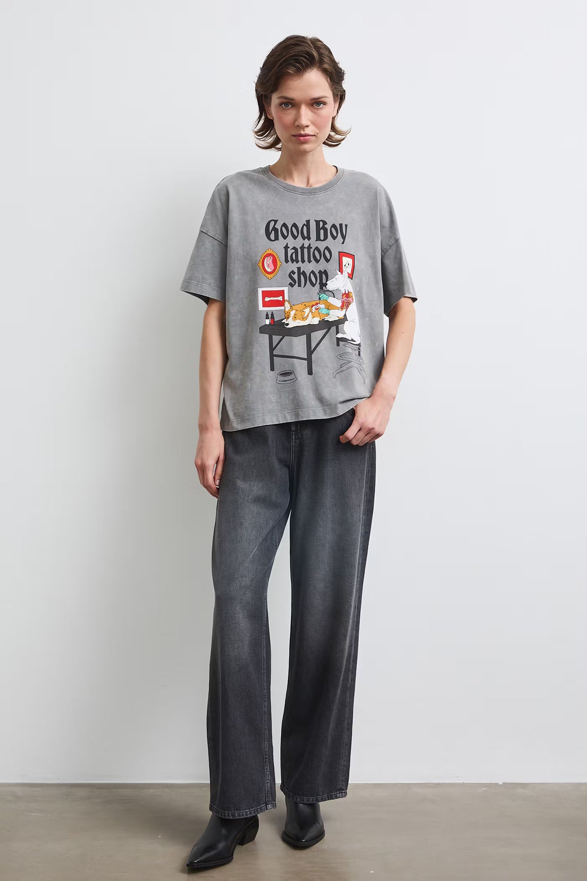 Dames oversized T-shirt met hondenprint
