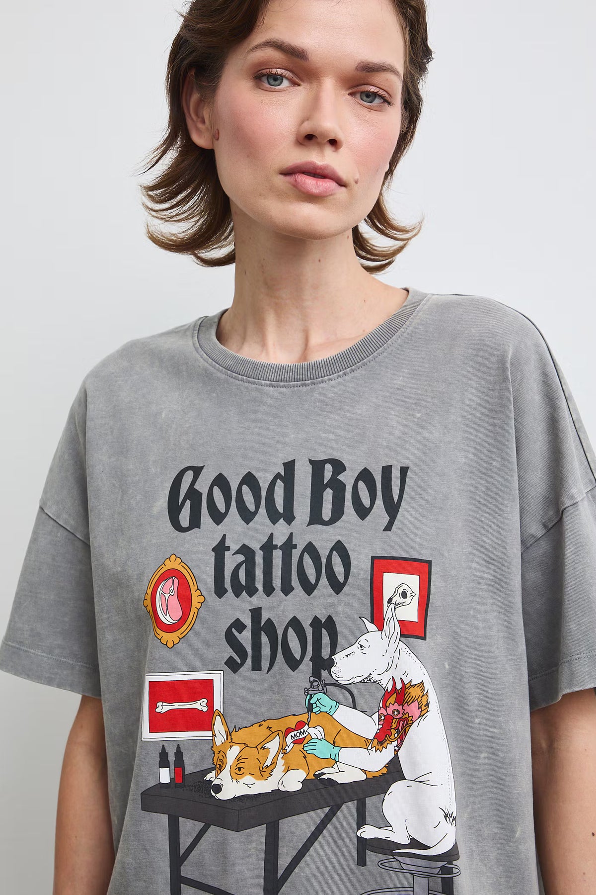Dames oversized T-shirt met hondenprint