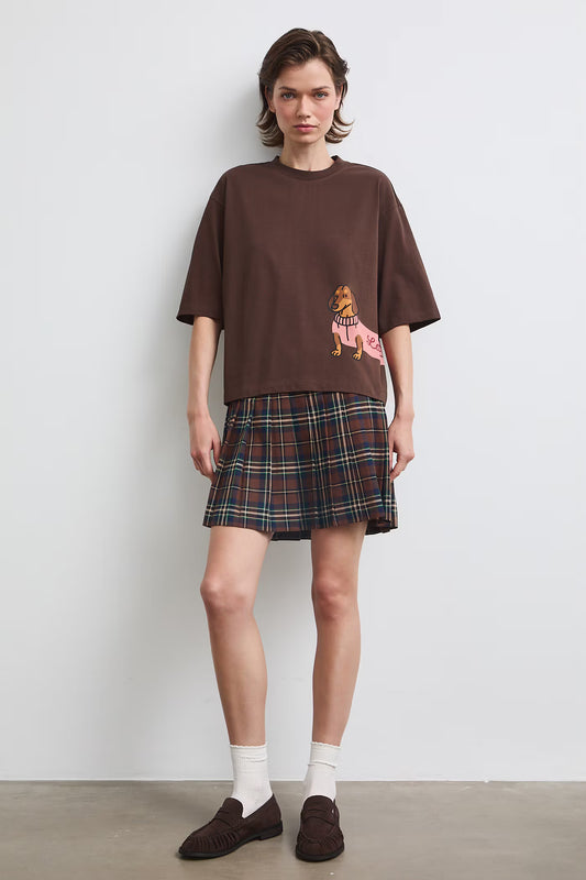Dames oversized T-shirt met teckelprint