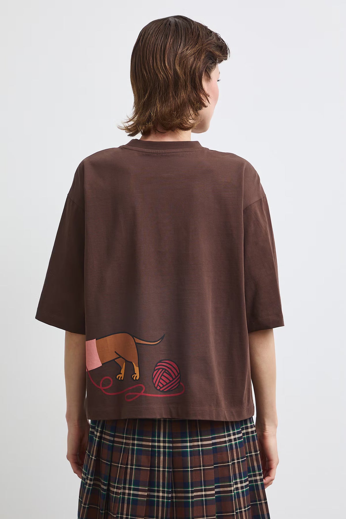 Dames oversized T-shirt met teckelprint