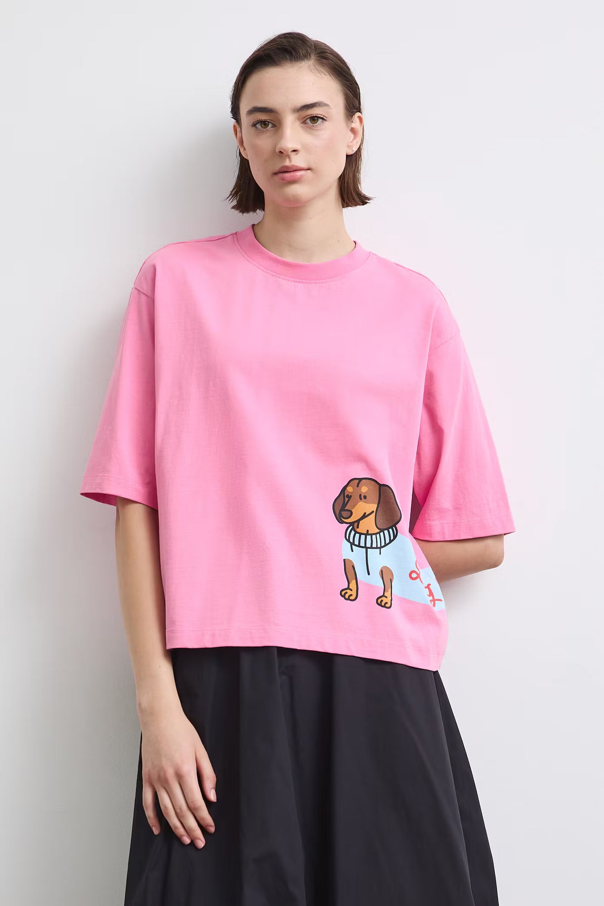 Dames oversized T-shirt met teckelprint