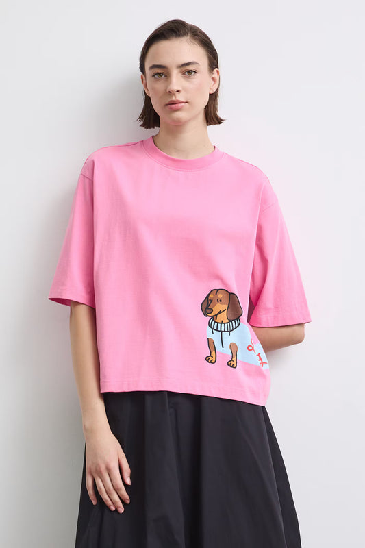 Dames oversized T-shirt met teckelprint
