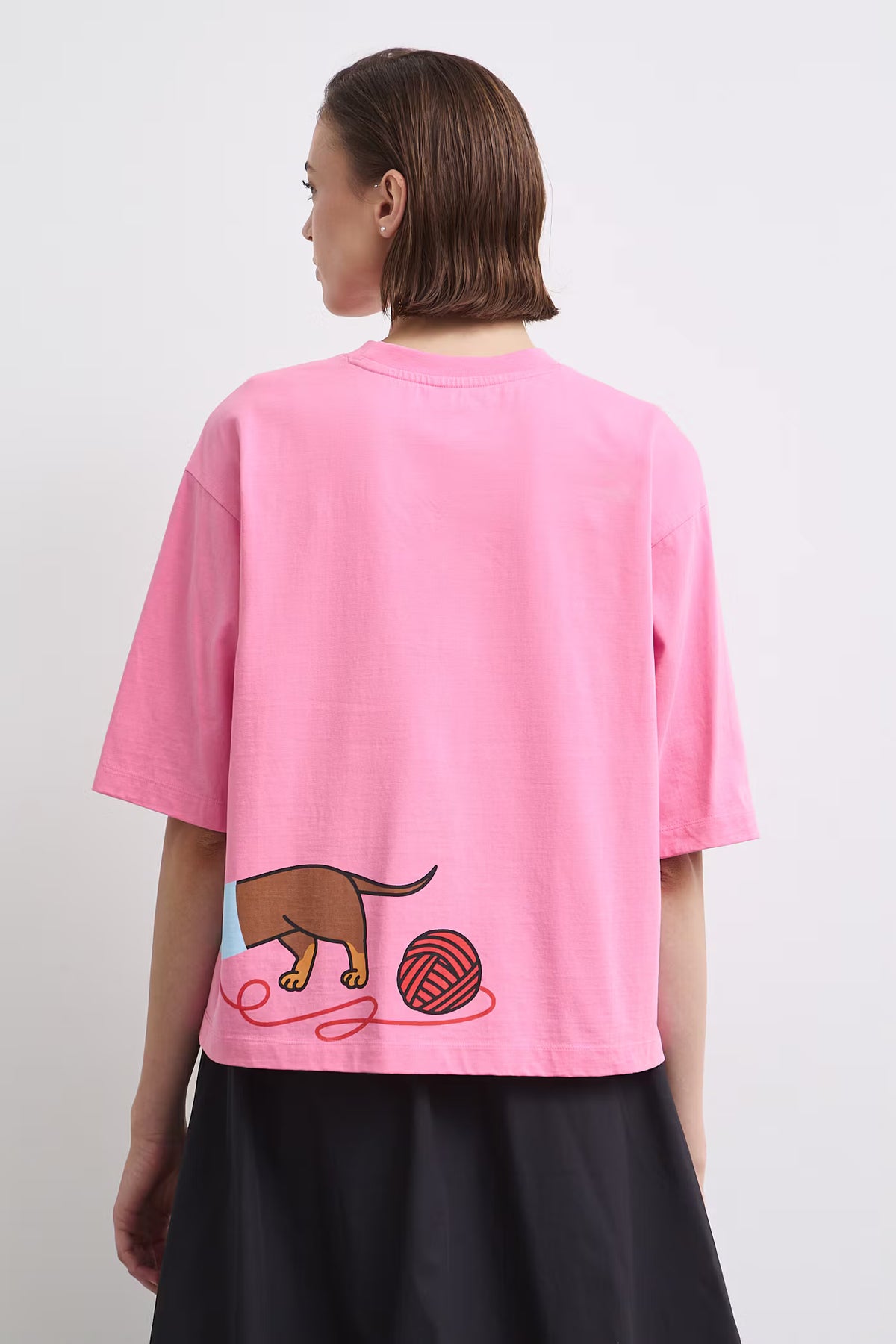 Dames oversized T-shirt met teckelprint
