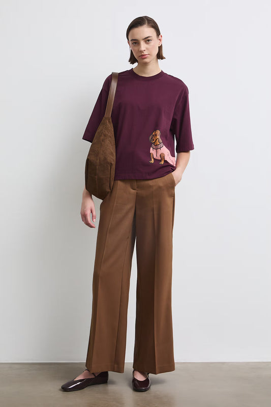 Dames oversized T-shirt met teckelprint