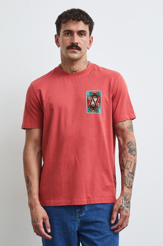 Heren T-shirt met speelkaart hondenprint Adela Madej x Medicine collectie