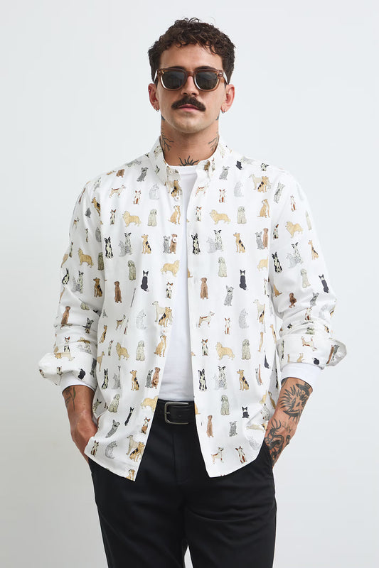 heren katoenen overhemd met hondenprint - Adela Madej x Medicine collectie