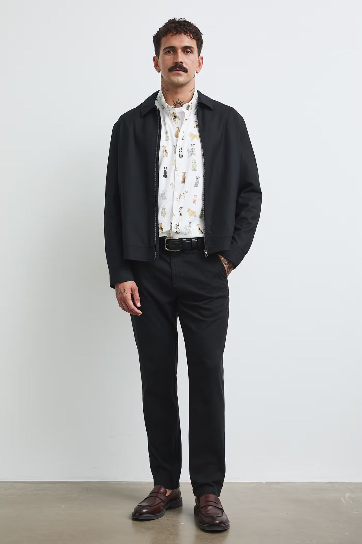 heren katoenen overhemd met hondenprint - Adela Madej x Medicine collectie