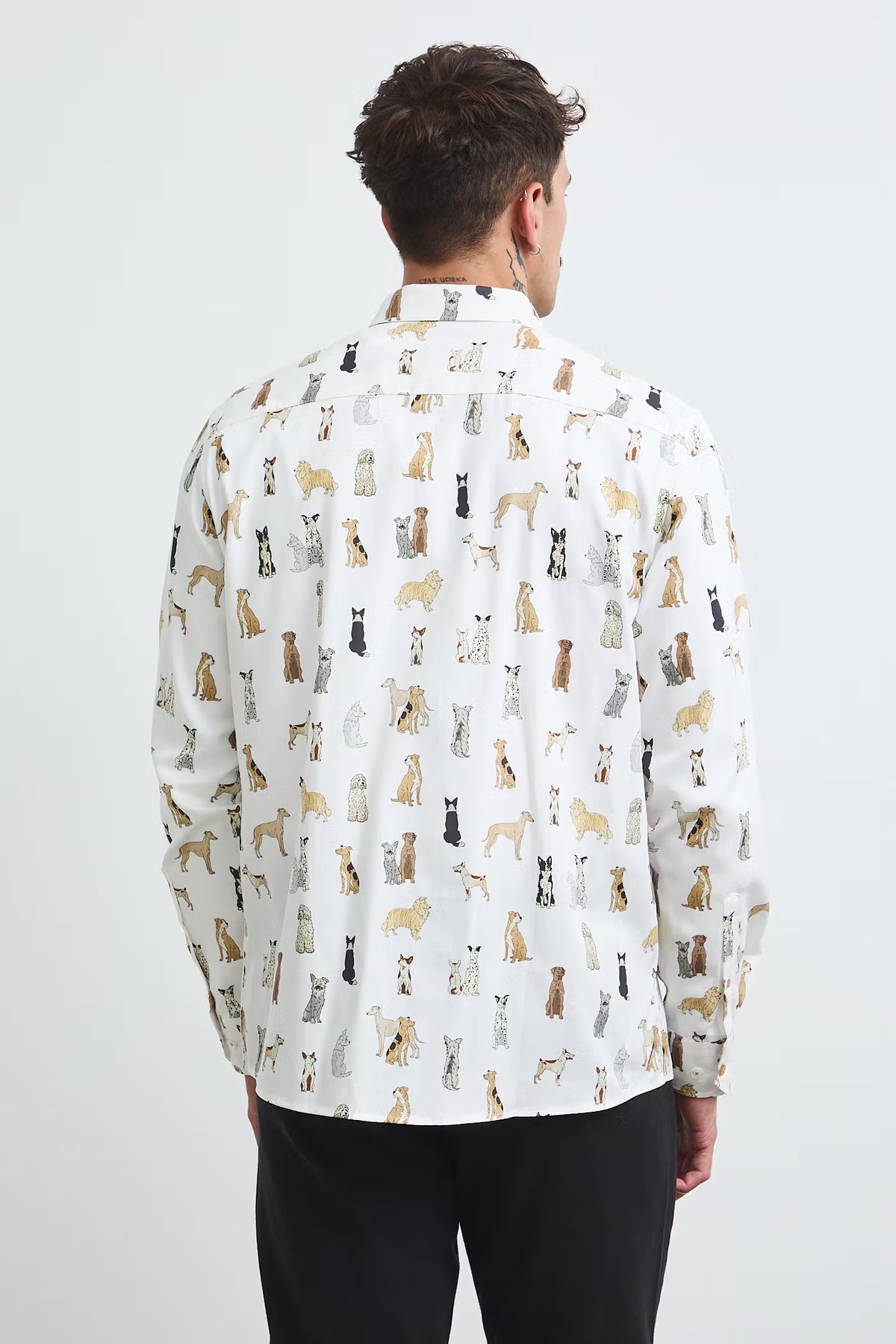 heren katoenen overhemd met hondenprint - Adela Madej x Medicine collectie