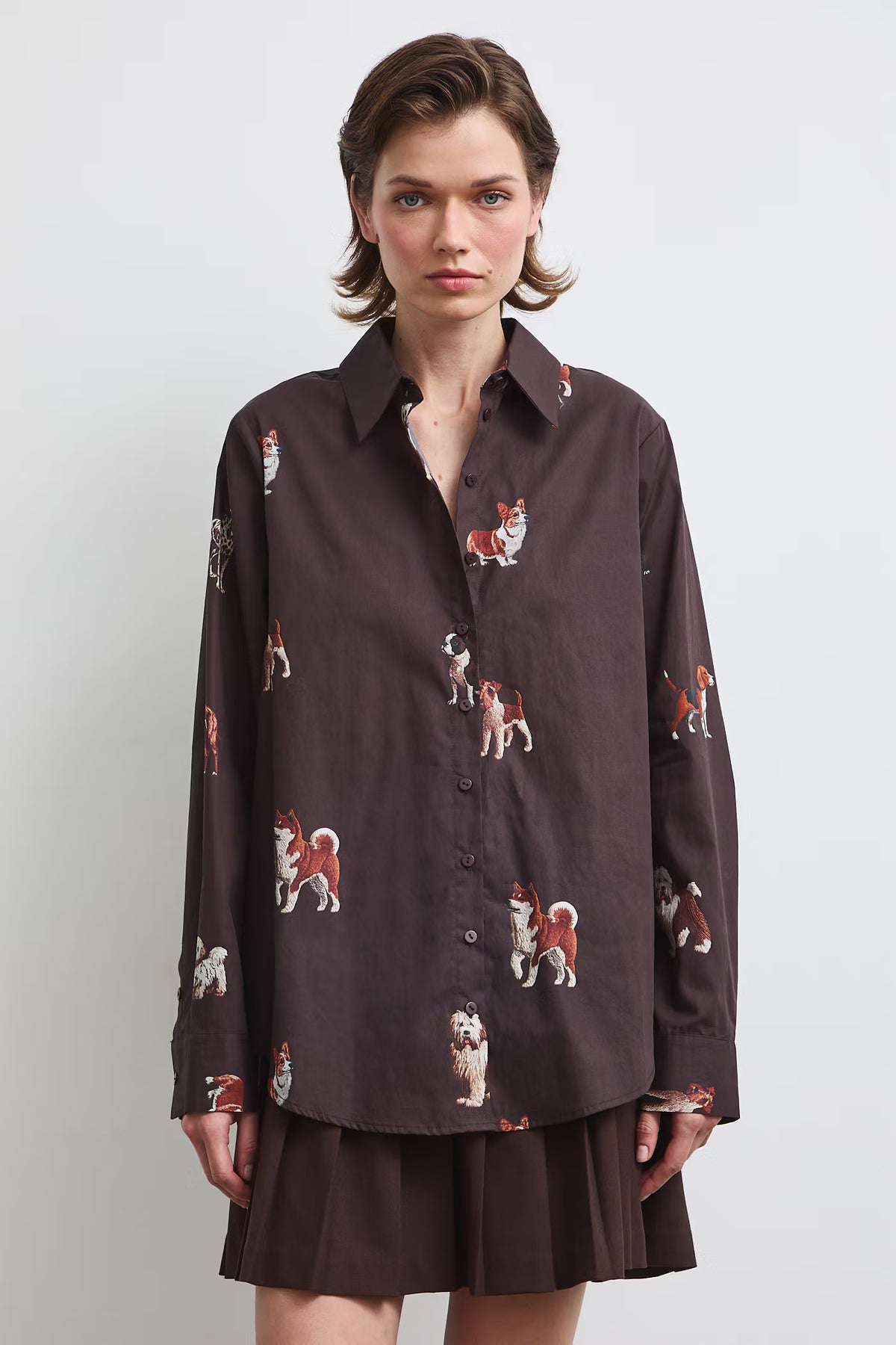 Dames blouse met hondenprint
