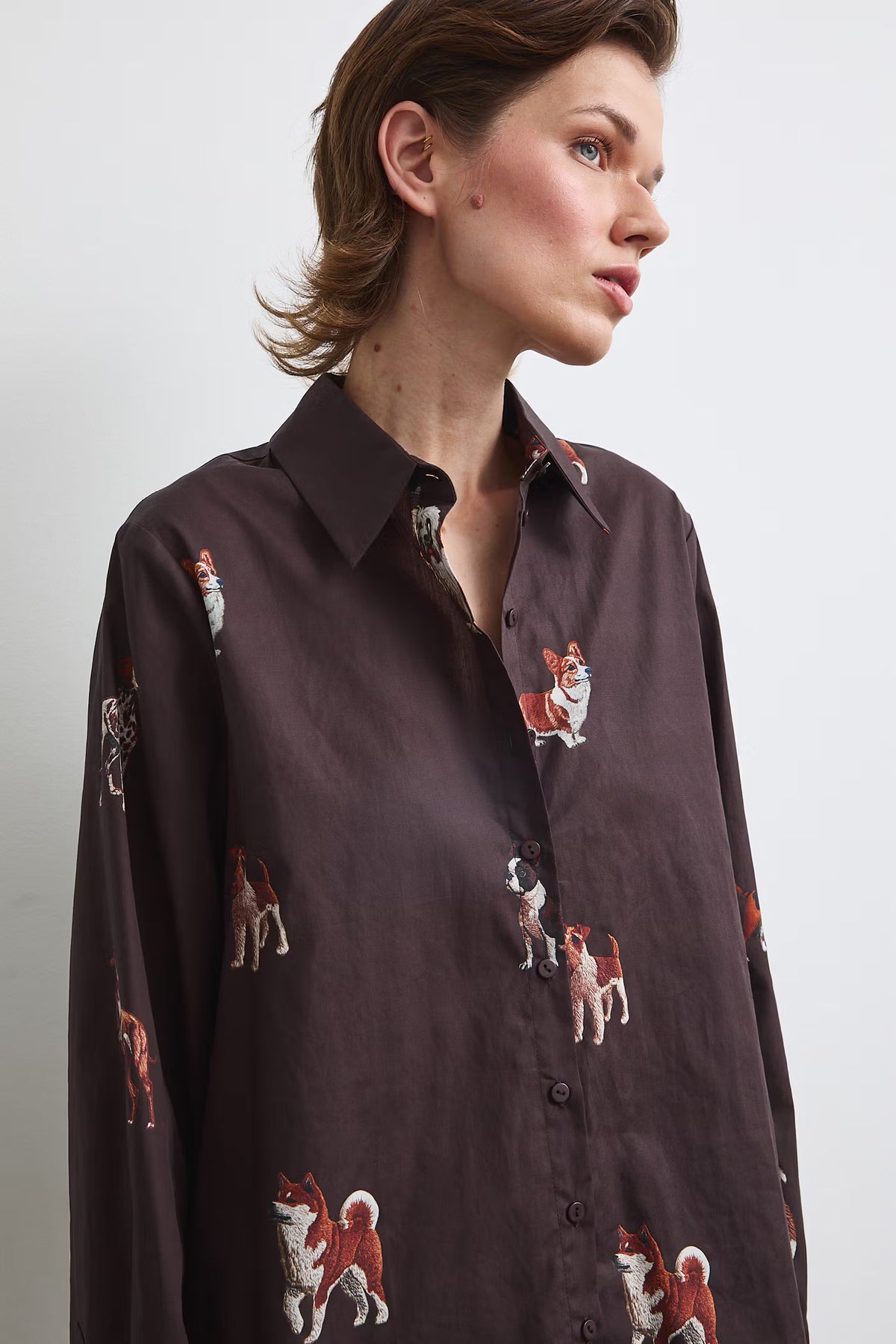 Dames blouse met hondenprint