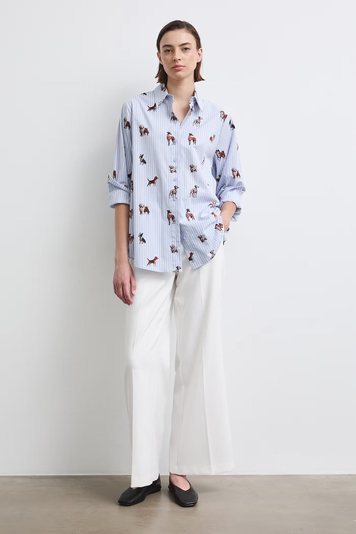 Dames blouse met hondenprint