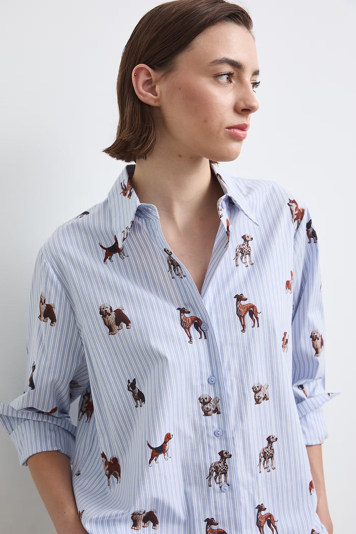 Dames blouse met hondenprint