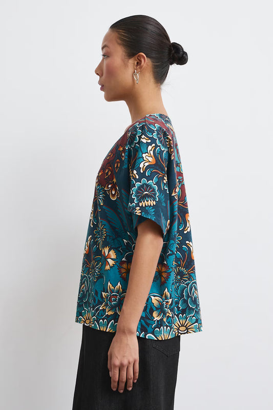 Dames blouse met V-hals en print