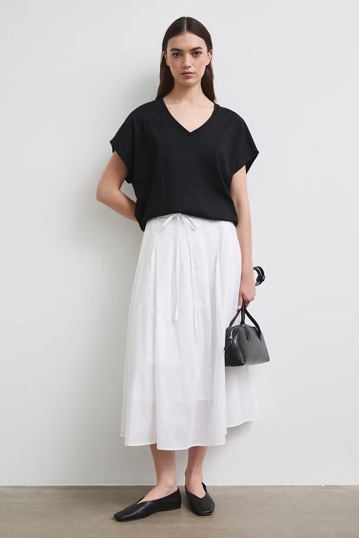 Dames T-shirt van katoen met oversized pasvorm - zwart