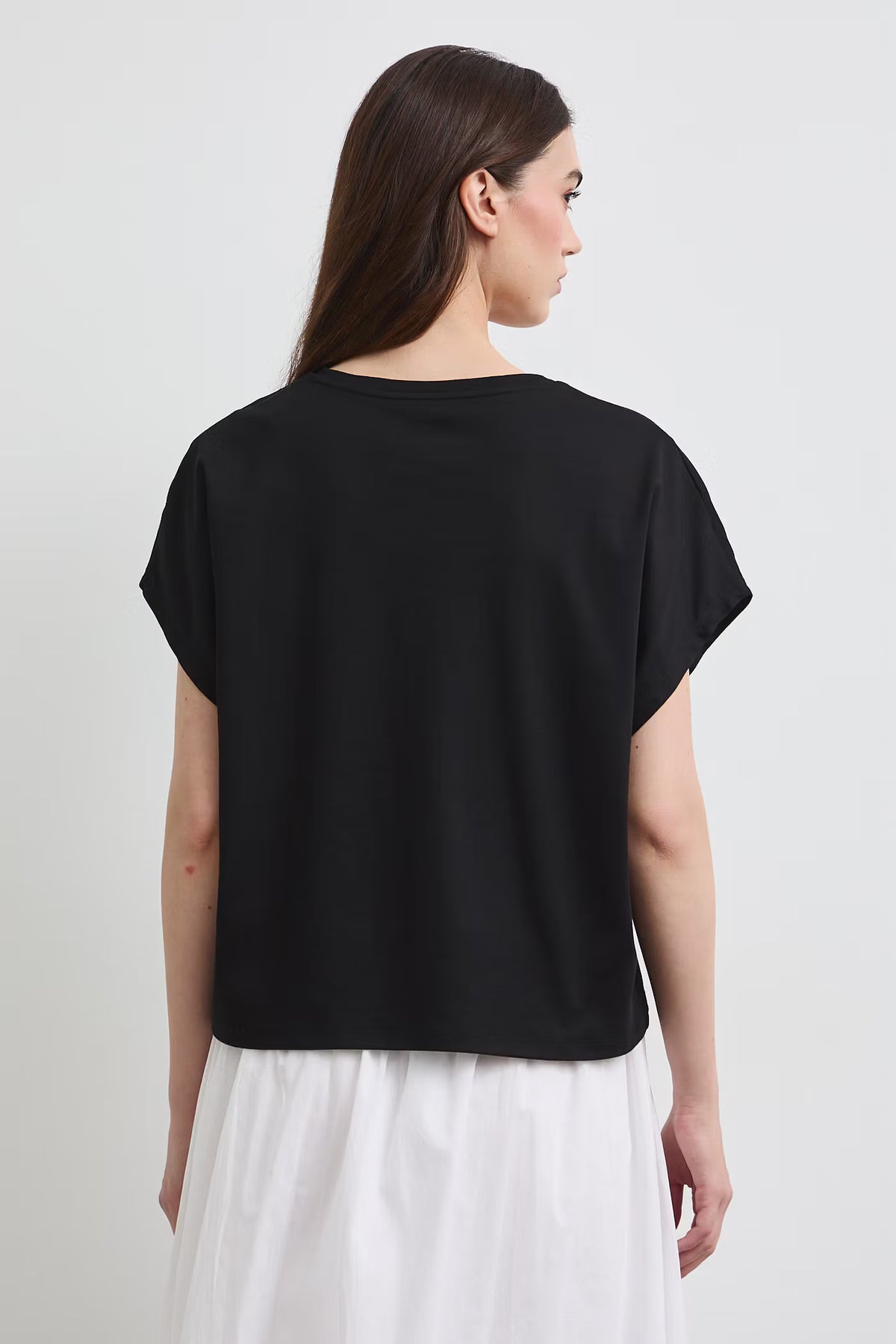 Dames T-shirt van katoen met oversized pasvorm - zwart