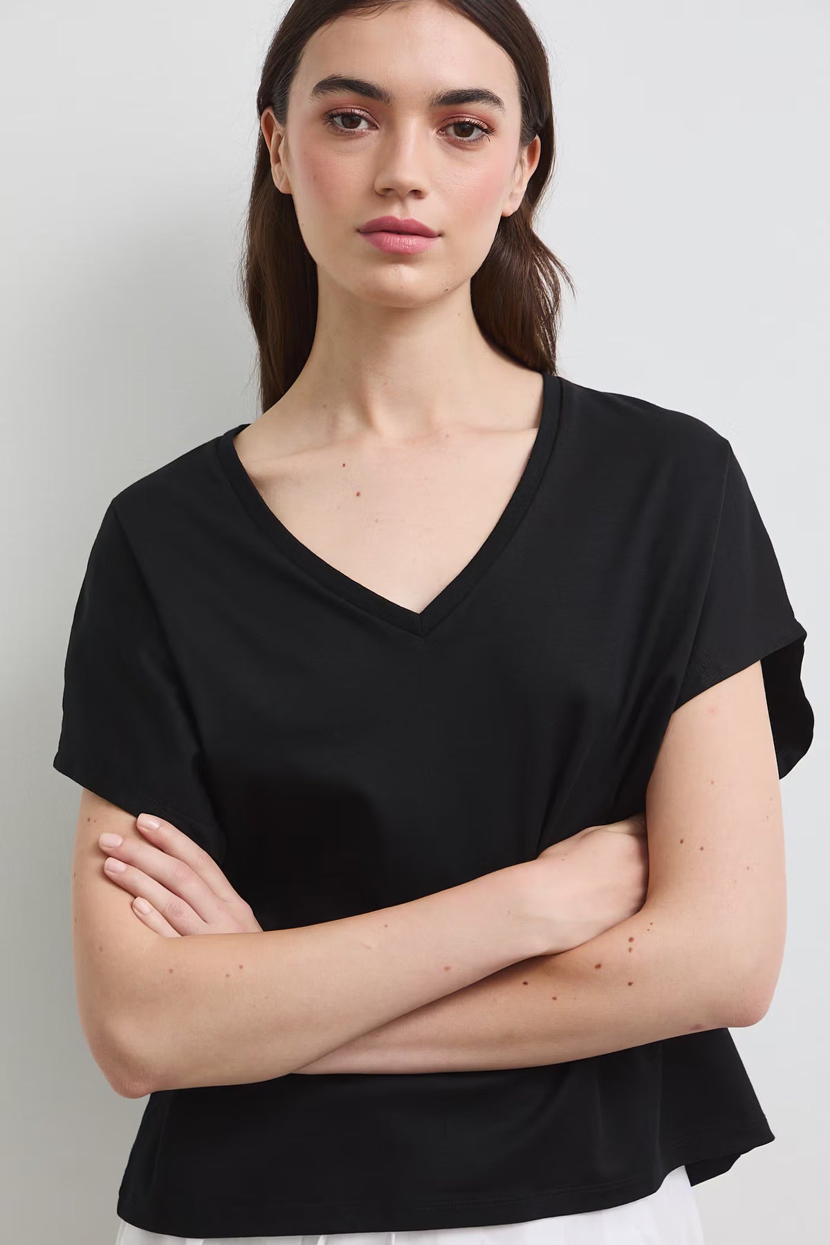 Dames T-shirt van katoen met oversized pasvorm - zwart