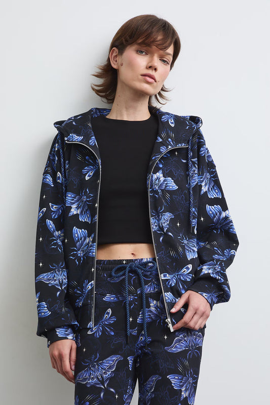 Dames vest met blauwe vlinderprint