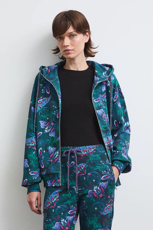 Damesvest met groene vlinderprint