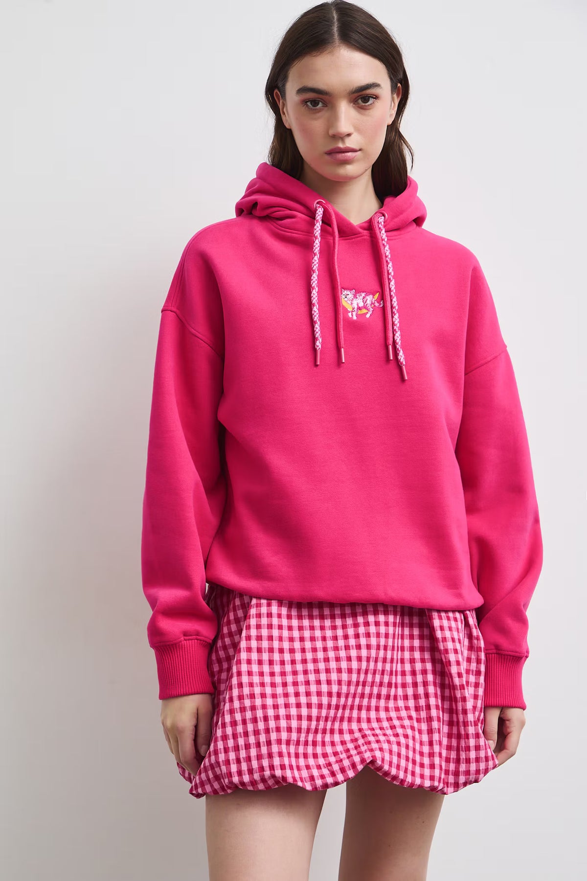Dameshoodie met kat - roze