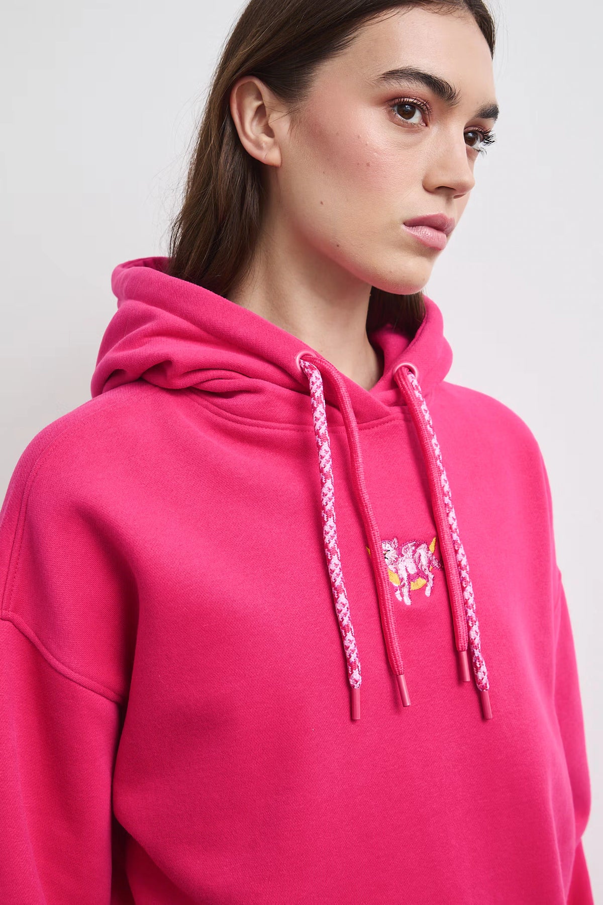 Dameshoodie met kat - roze