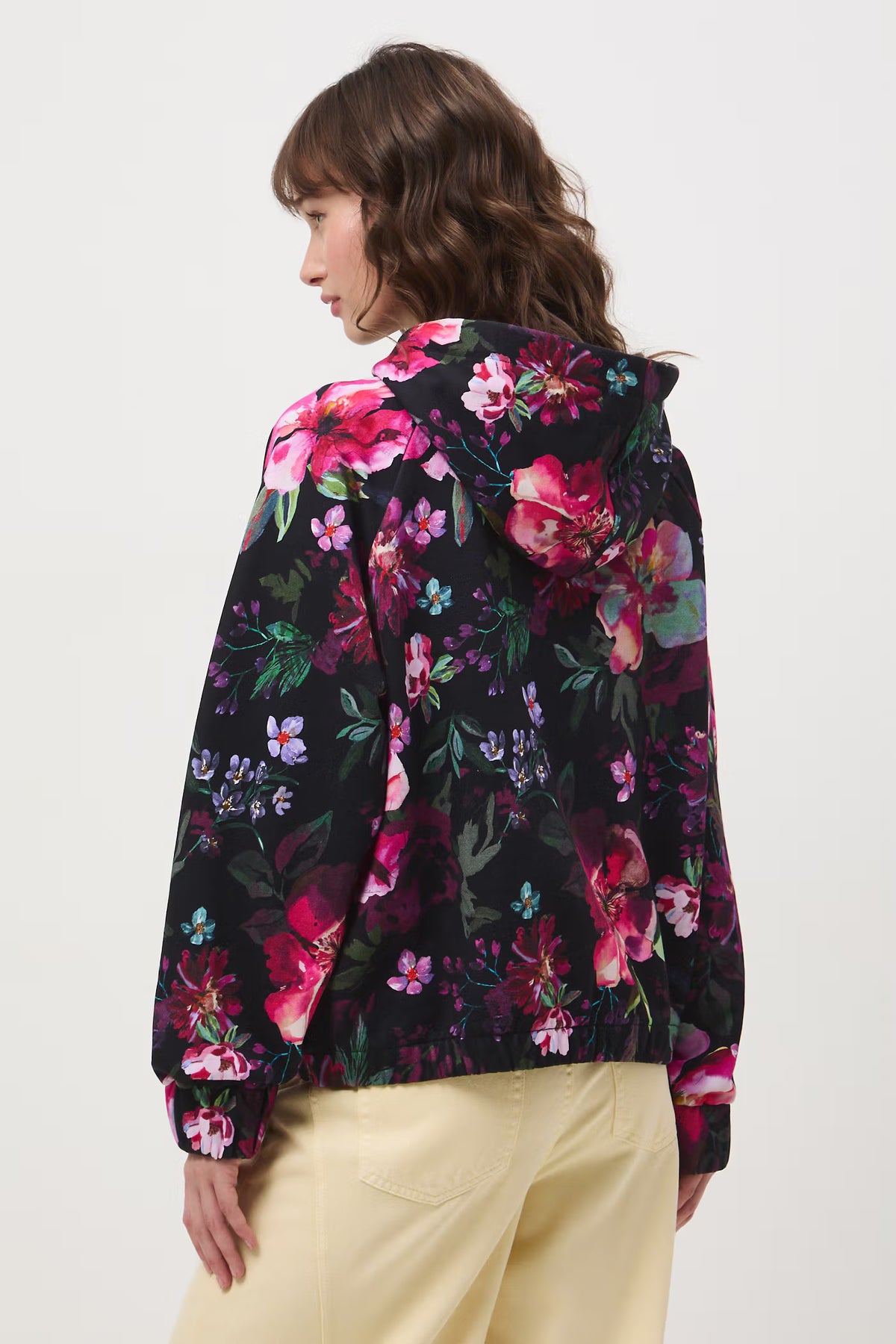 Dames katoenen bloemvest - zwart