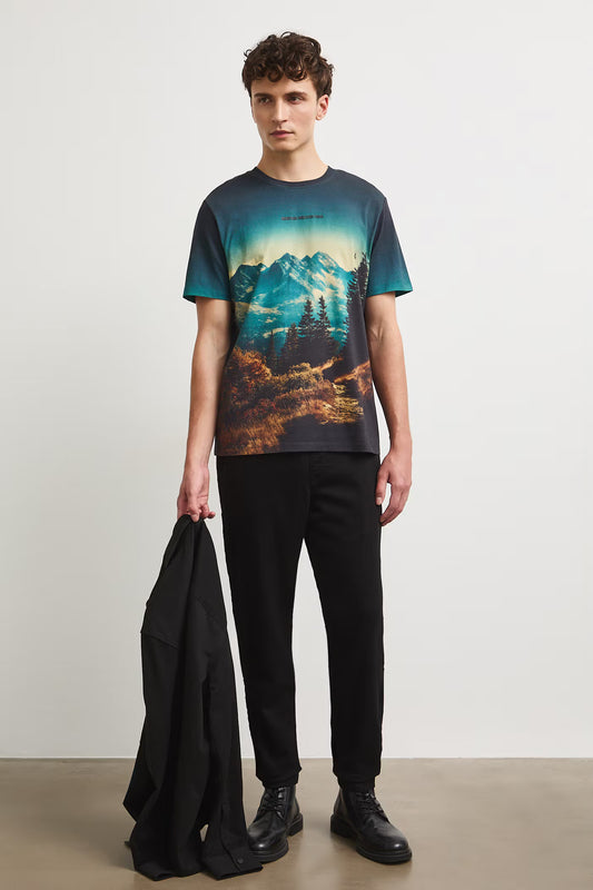 Heren T-shirt met berglandschapprint