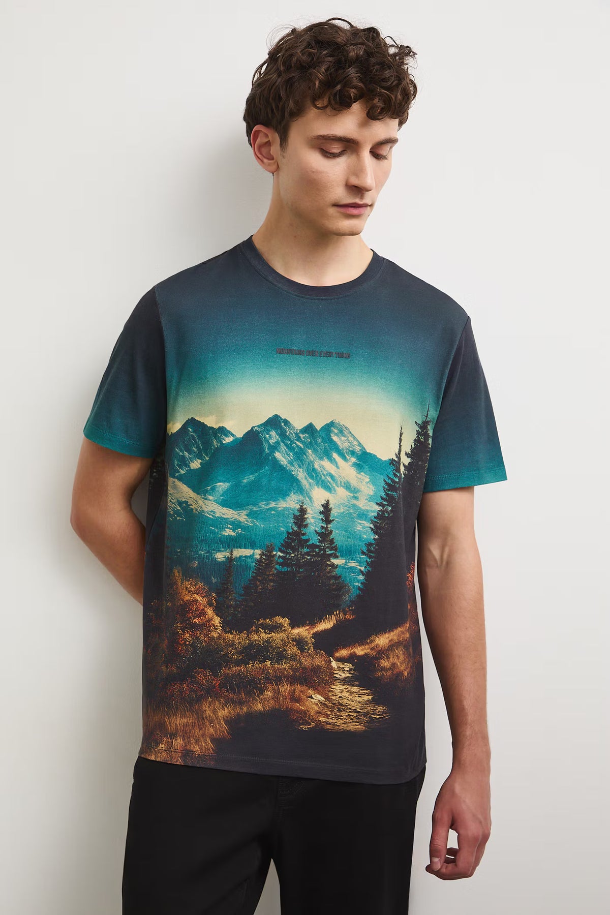 Heren T-shirt met berglandschapprint